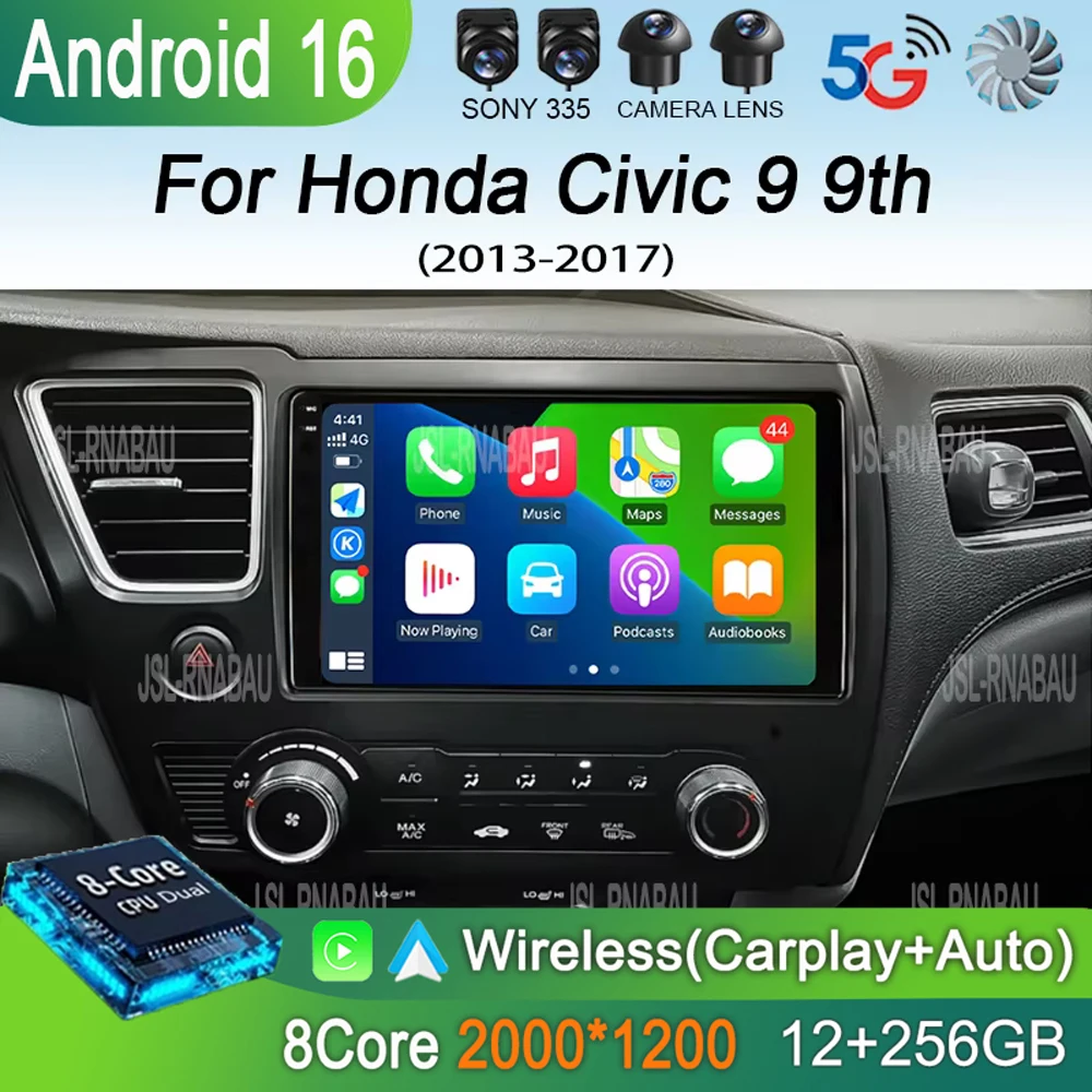 

Автомагнитола Android 16 для Honda Civic 9 (9-го поколения, версия для США, купе) — мультимедийный плеер с видео, CarPlay, DSP, GPS, без DVD, 2DIN головное устройство