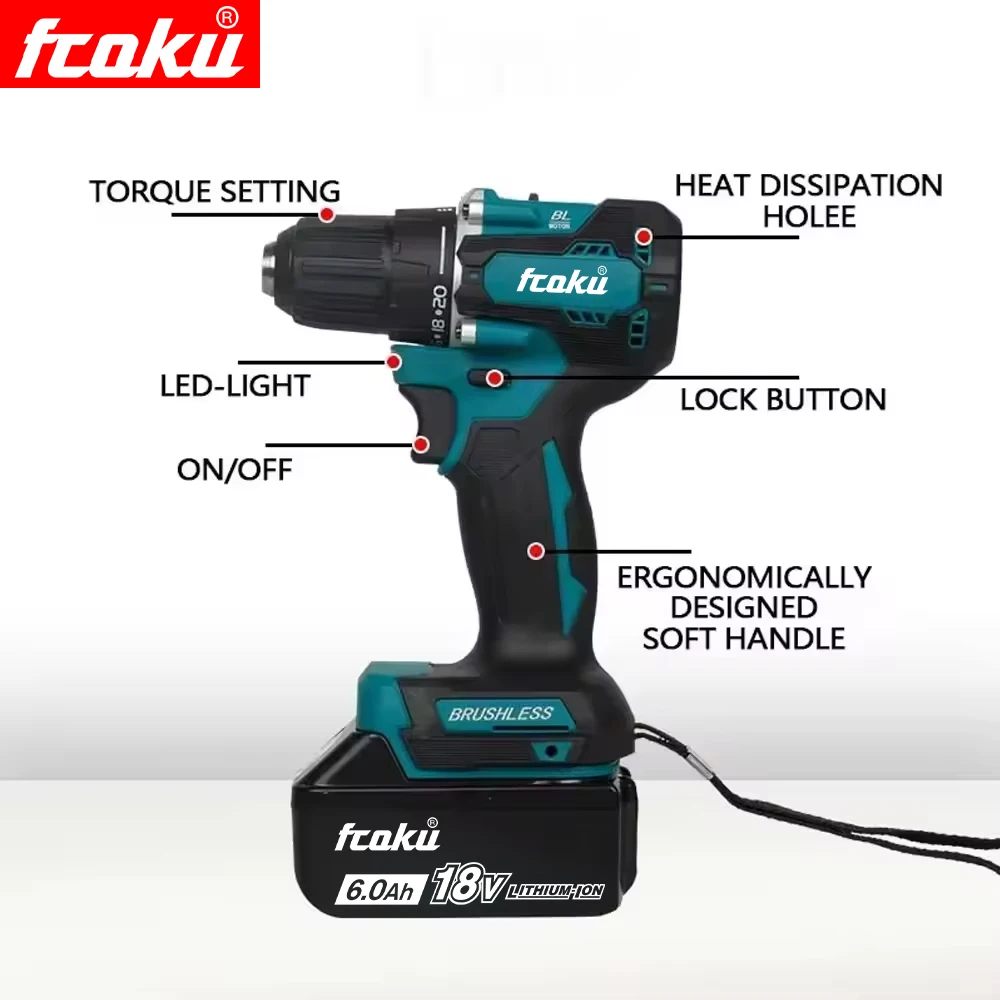 

New DHP487 LXT Brushless Cordless Impact Drill Motor Compact Hammer Driver Rechargeable Screwdriver Power Tools With battery