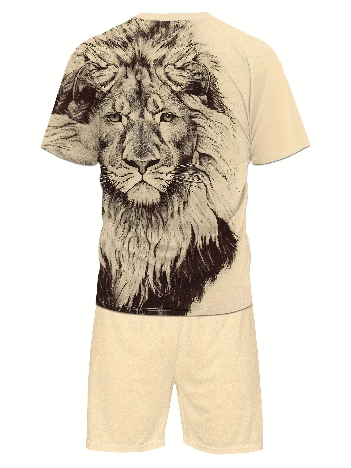 Men's Fashionable Casual Short Sleeved Shorts 3D Set Men's Summer Short Sleeved Round Neck T-shirt Set