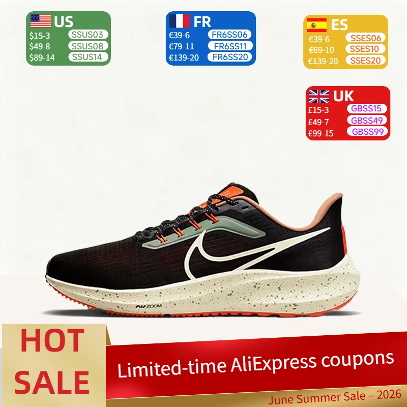 

Nike Air Zoom Pegasus 39 Round Toe Cushioned Breathable Low Top Casual Training Running Shoes for Men - Black DX6039-071