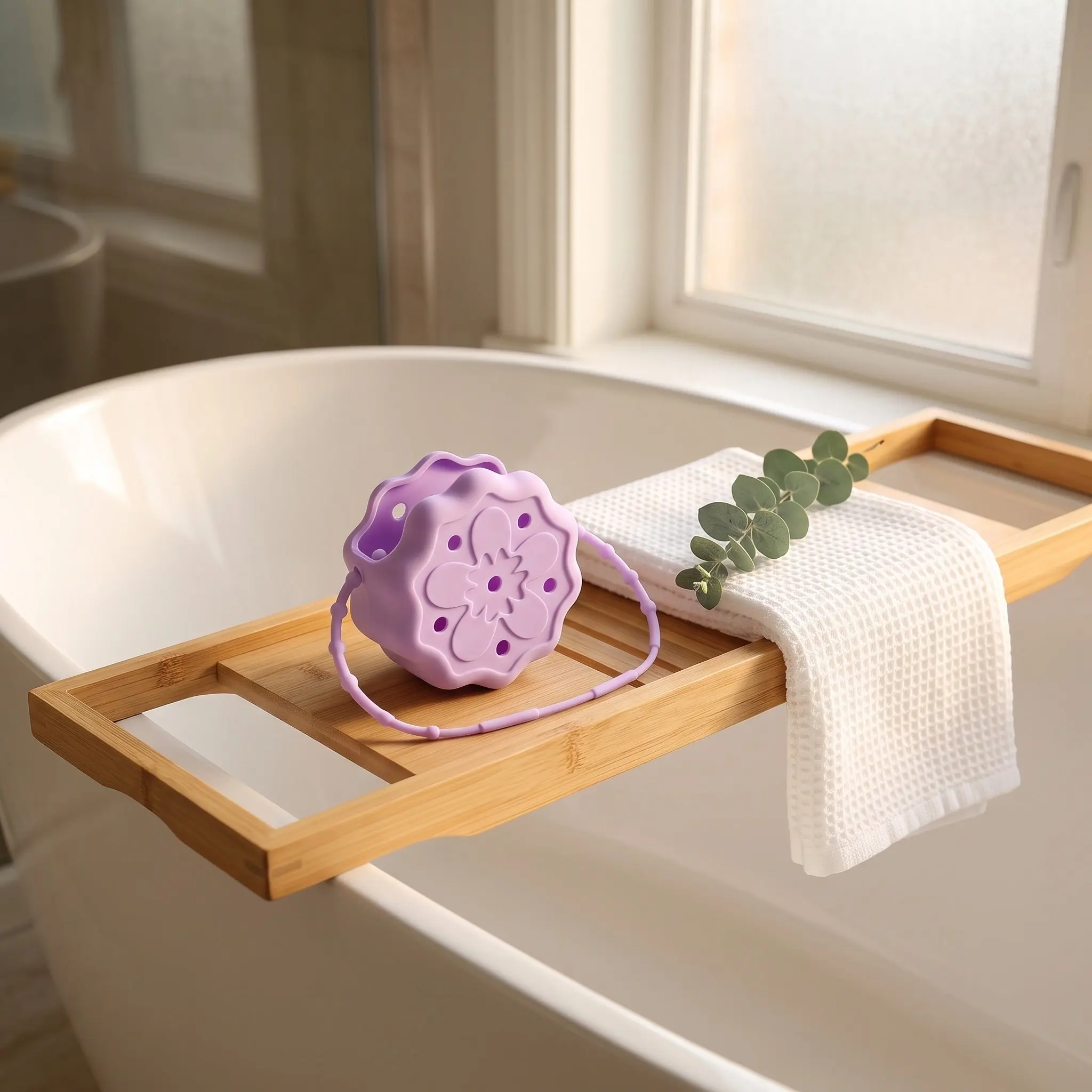 Purple Silicone Shower Steamer Holder Hanging Aromatherapy Tablet Tray Essential Oil Shower Melt Tray Bathroom Accessory