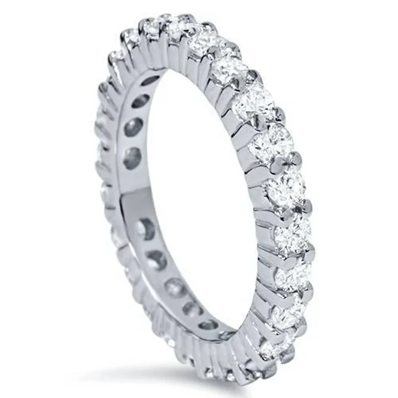 Platinum 950 1.2ctw 2.5mm Each Diamond HPHT DEF VS-VVS Prong Setting Diamond Eternity Wedding Ring For Lady Anniversary Gift