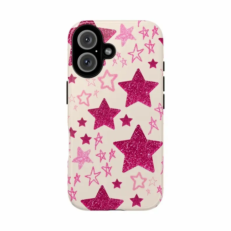 

Pink Star Luxury Design Phone Case for iPhone 17 16 15 14 13 12 11 7 8 Air Pro Max Plus Luxury Double-layer Back Cover