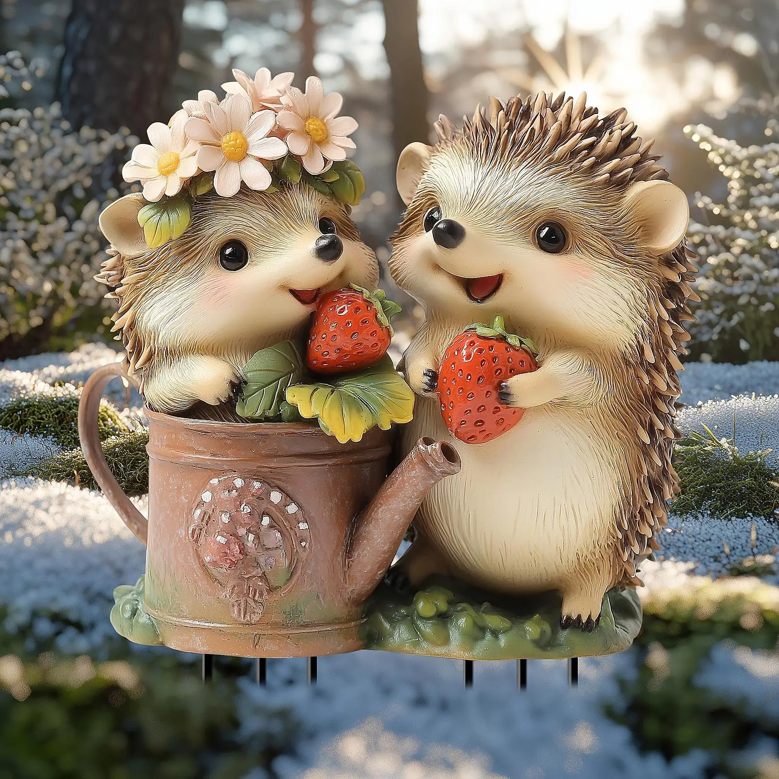Metal Yard Sign Acrylic Hedgehog Figurine Animal Sculpture for Garden Pathway Ornament and Backyard Decor
