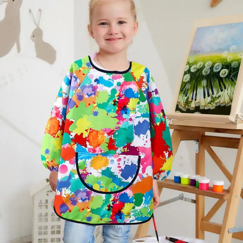 Kids Painting Apron Adjustable Waterproof Painting Apron Funny Painting Smock with Large Pocket Multipurpose Paint Apron for Art