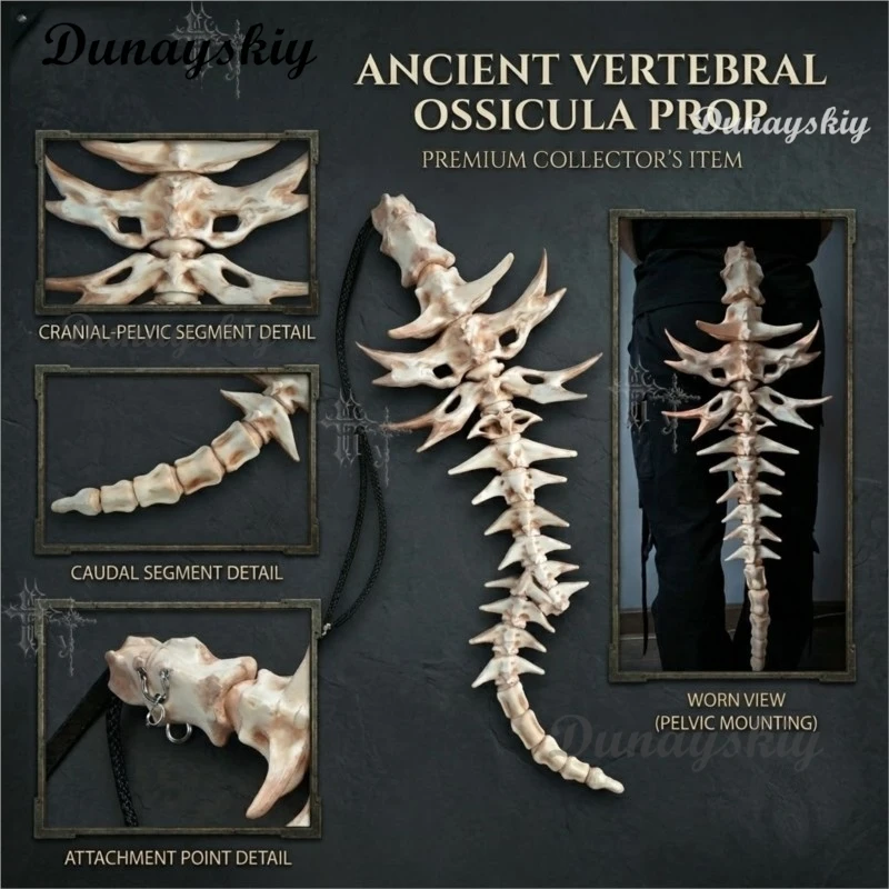 Gothic Dragon Tail Cosplay Prop Articulated Skeleton Spine Flexible Tail for Halloween Roleplay and Themed Party view 2