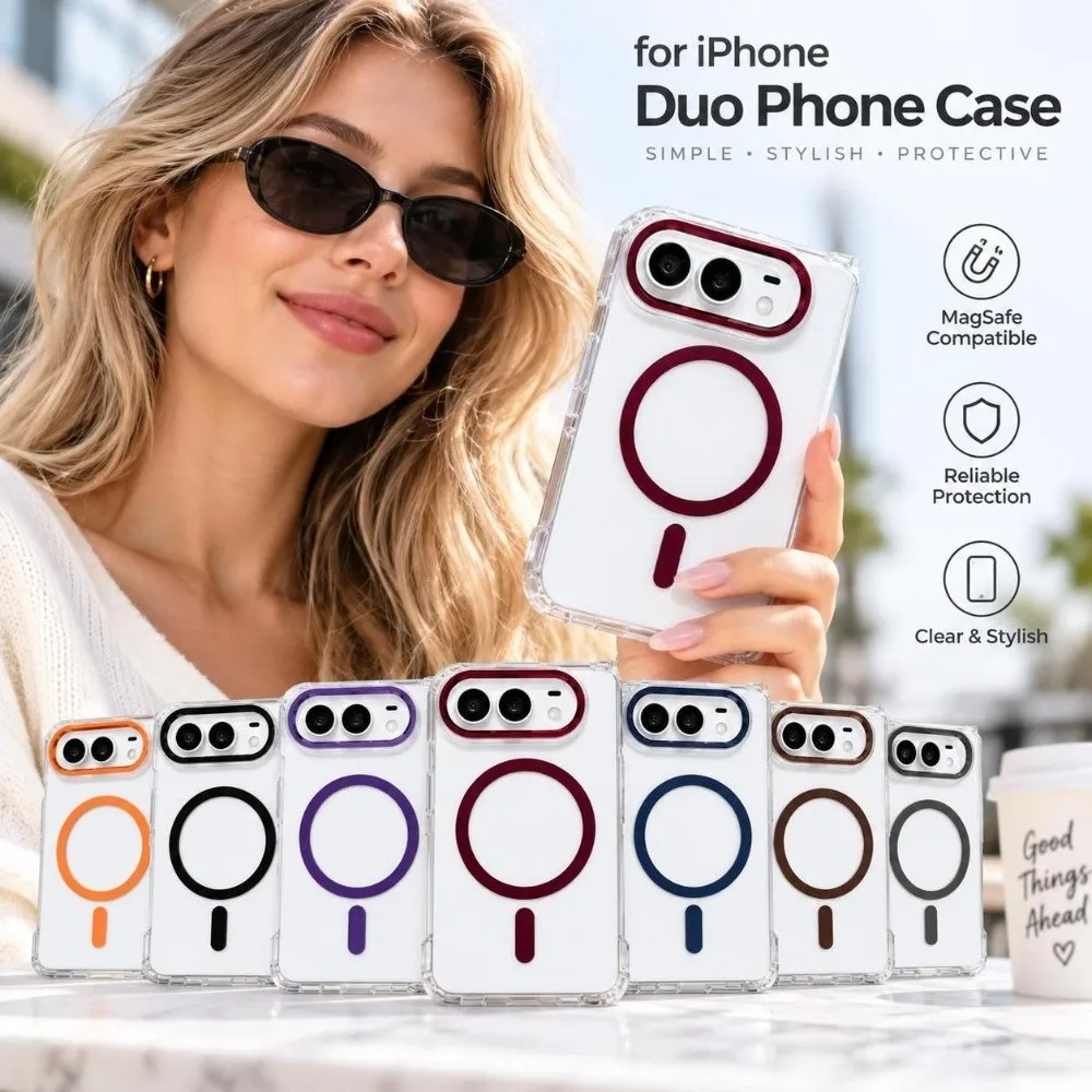 Transparent Phone Case Full Coverage Scratch Resistant Clear Phone Cover Foldable Shockproof for iPhone Duo
