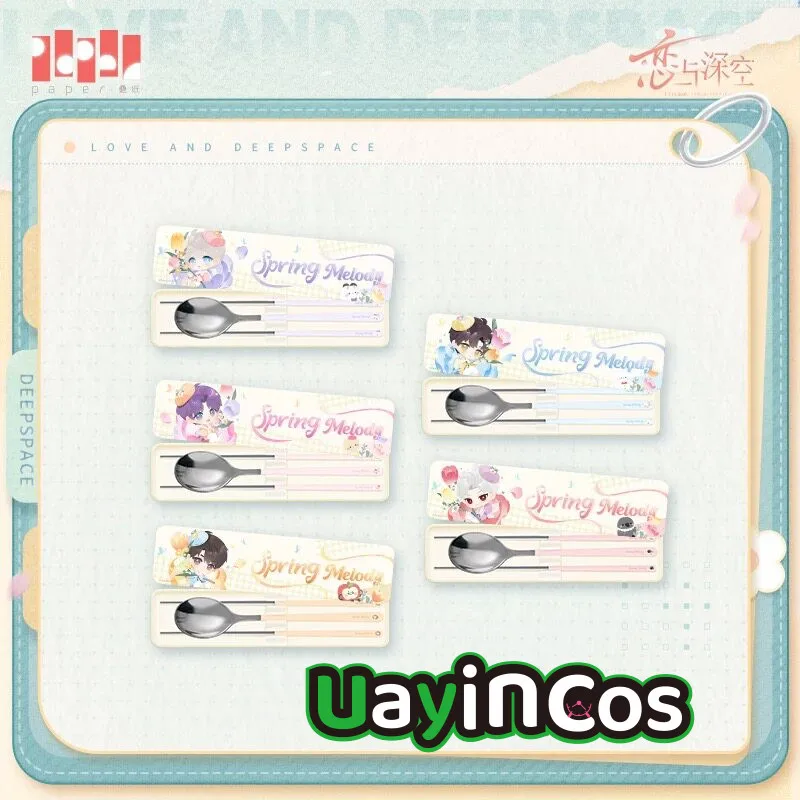 In Stock Official Love and Deepspace Caleb Sylus Rafayel Tableware Set Chopsticks Spoon Lunch Box Spring Melody Series Anime Ga