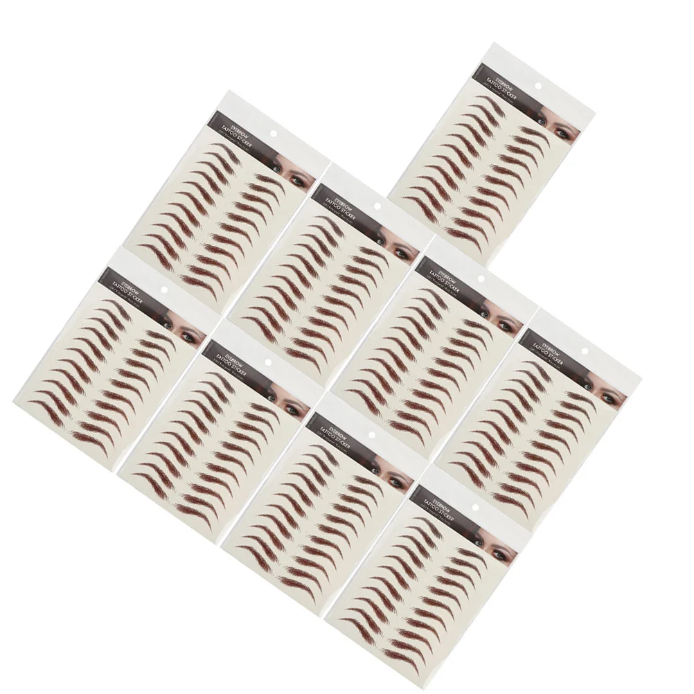 

9 Sheets Waterproof Eyebrow Stickers 6D Hair-Like Fake Eyebrow Stencils Easy Apply Long-Lasting Makeup Brow Tool for Light Brows