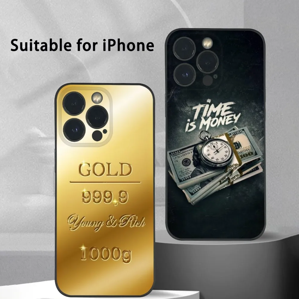 

Money Gold Cash Art Design Phone Case For iPhone 16 15 14 13 Pro Max Plus Mini Frosted Soft Shell Funda