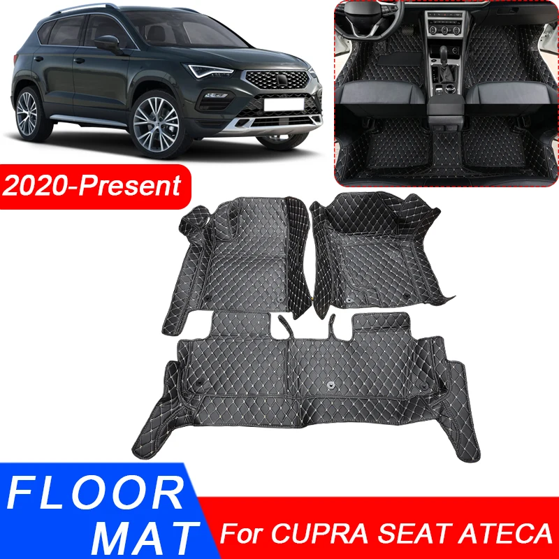 3D Full Surround Car Floor Mat Liner Foot Pads PU Leather Waterproof Carpet Cover Auto AccessoriesFor CUPRA SEAT ATECA 2020-2025