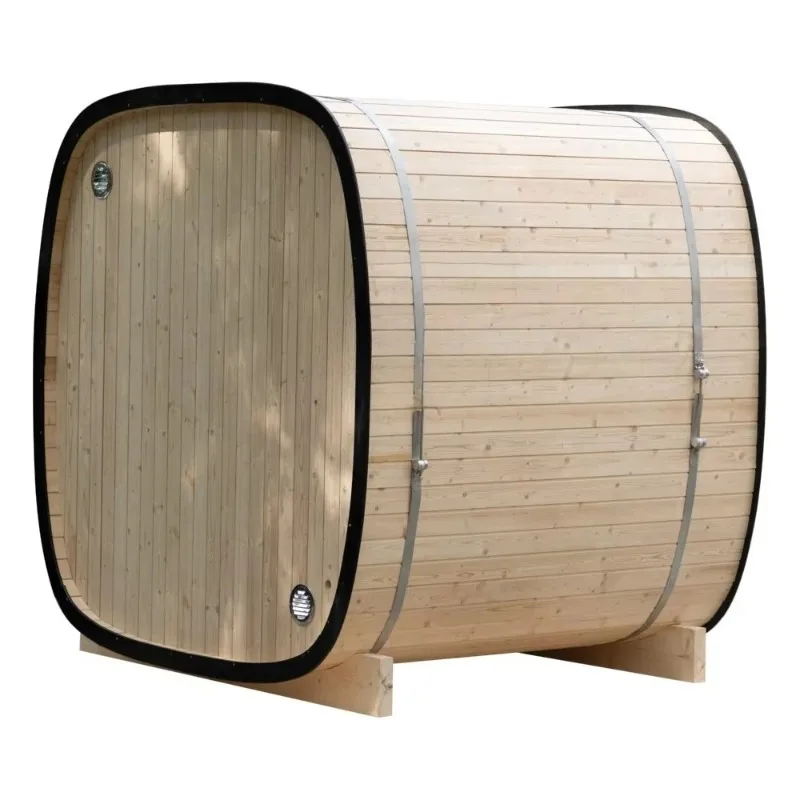 Factory Customized Outdoor 4-person Solid Wood Steam Sauna Sliding Door Cube Modern Wet Steam Sauna Room