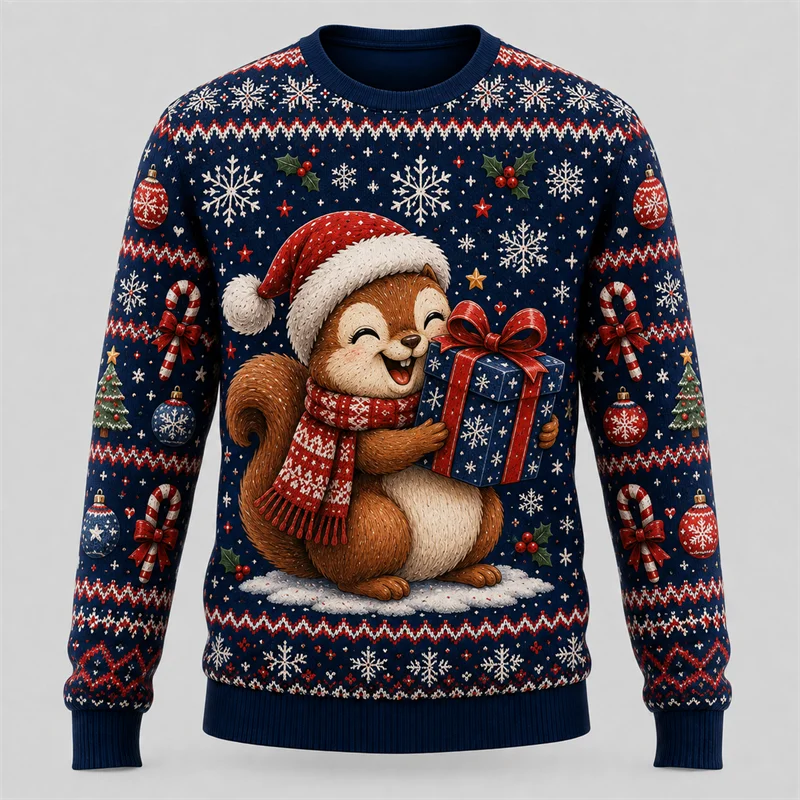 Men'S Fashion Xmas Party - 2027 New Animals Print Ugly Christmas