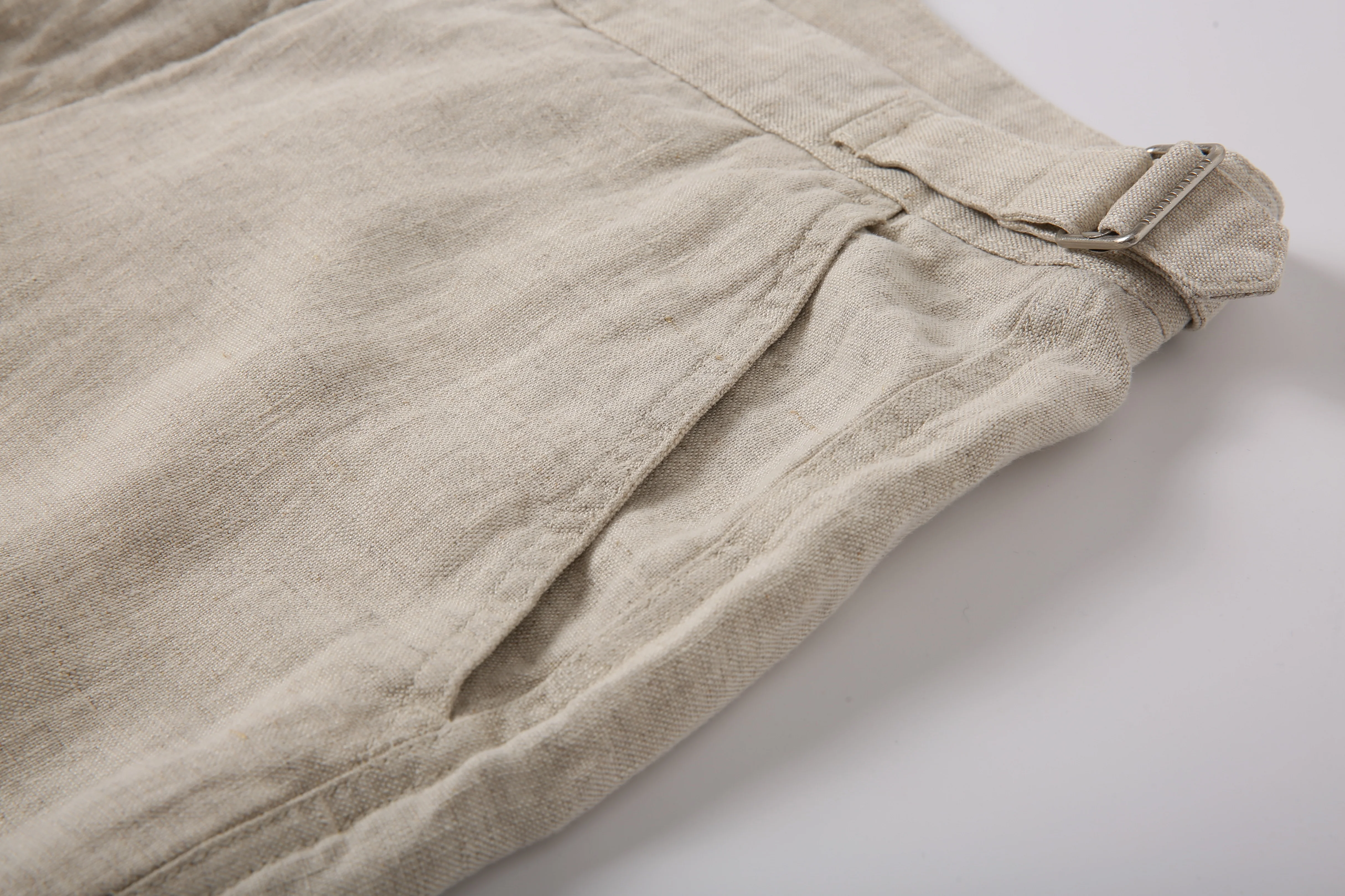 VNRY 100% Linen Men Long Pants with Pockets Breathable and Comfortable New Arrival Beige Size s-xxl fixed waist Casual Trousers