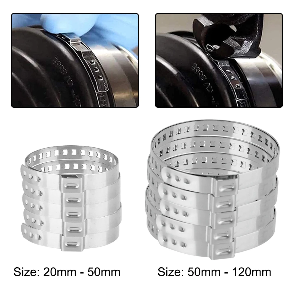 5 Stuks Verstelbare Aandrijfas CV Boot Klem 20-50mm 50- 120mm Kit As homokineet Boot Crimp Klem Roestvrij Stalen Bal Kooi Klem