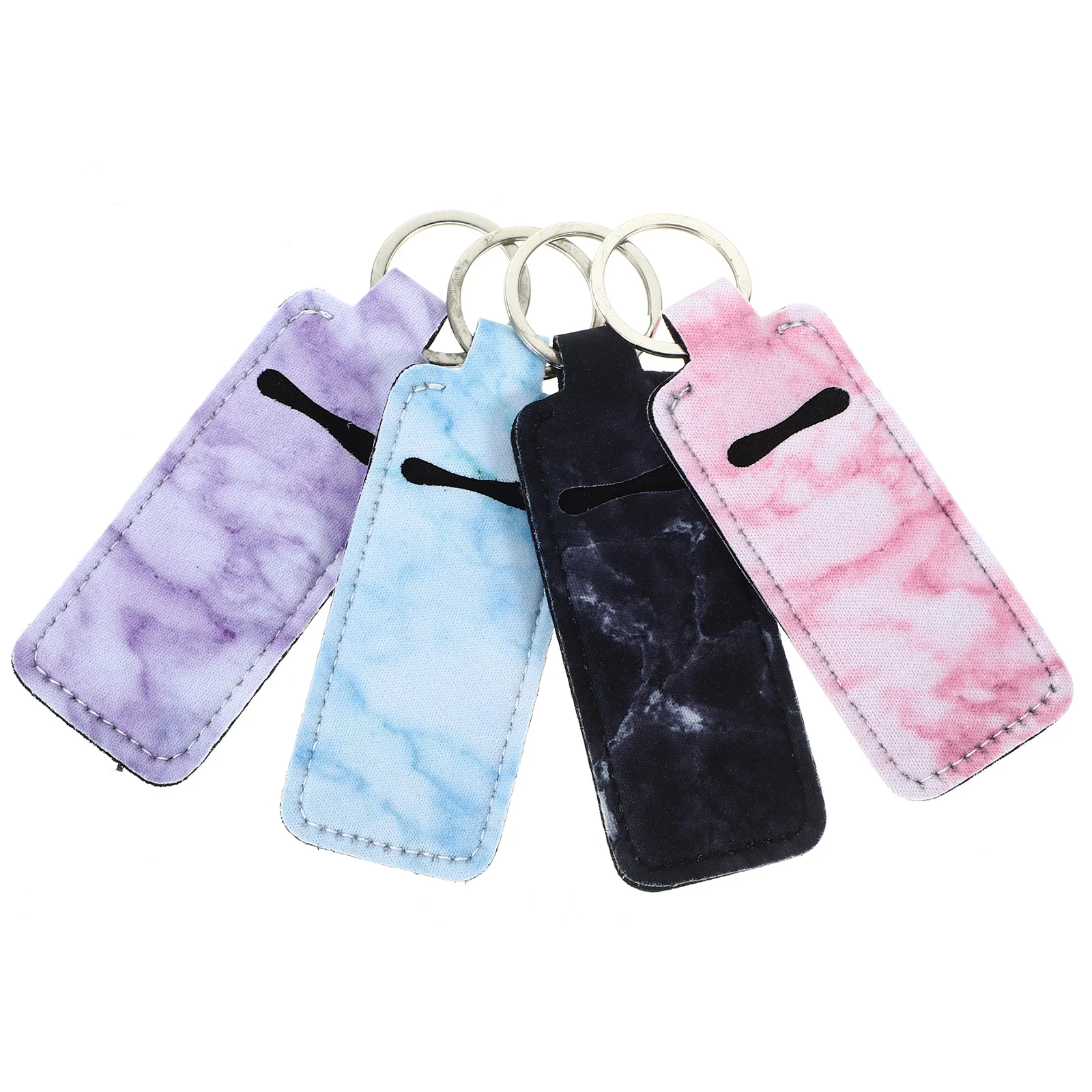 

4pcs Lip Balm Keychain Holder Lipstick Sleeve Portable Makeup Organizer Travel Compact Keychain Pouch Lightweight Lipstick