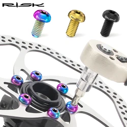 RISK 12PCS M5*10MM Bike Disc Brake Rotor Fixing Bolts TC4 Titanium Bicycle MTB Bike Ultralight Brake Screw Cycling Accessories