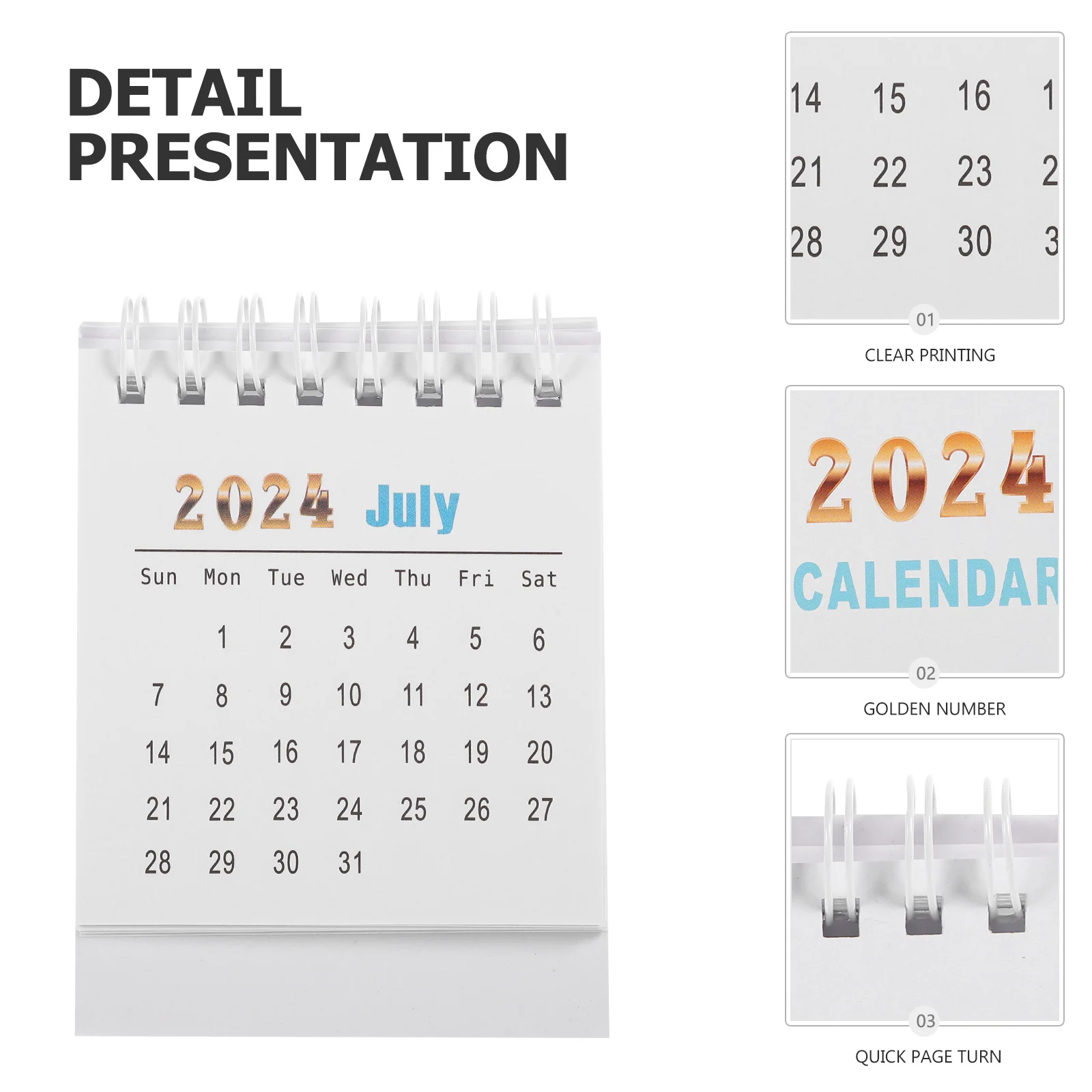 2024 Desktop Calendar Free Standing Paper Minimalist Desk Planner Small Portable for Office Home Daily Schedule