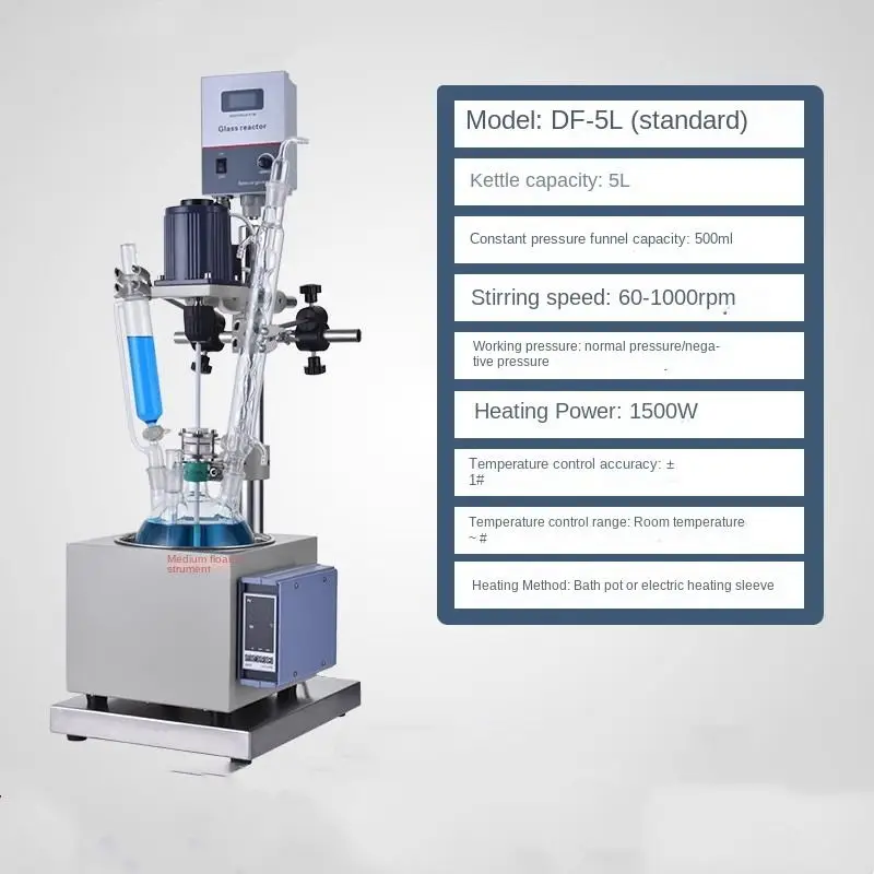 DF1L~5L Electric Heating Thermostatic Synthesis Reactor Small Single Layer Glass Reactor Laboratory(220V)