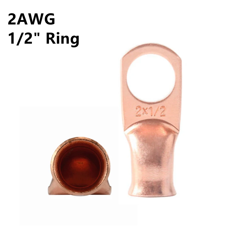 25/10PCS 2AWG  M6/M8/M10/M12 Electrical Wire Ring Connectors Copper Tube Lug Battery Starter Cable Welding Crimp Terminals