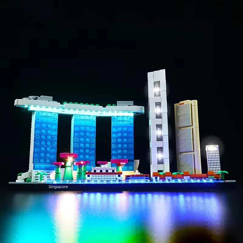 مجموعة إضاءة LED DIY لسيارة LEGO 21057 Architecture Singapore (إضاءة LED فقط، بدون نموذج كتل)