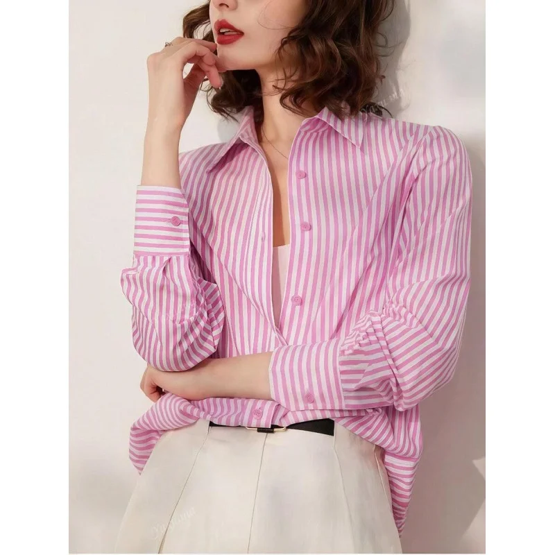 

Свободная женская рубашка с длинным рукавом V 19551, комфортная посадка, модная коллекция Весна, не даётся усадке, из других материалов