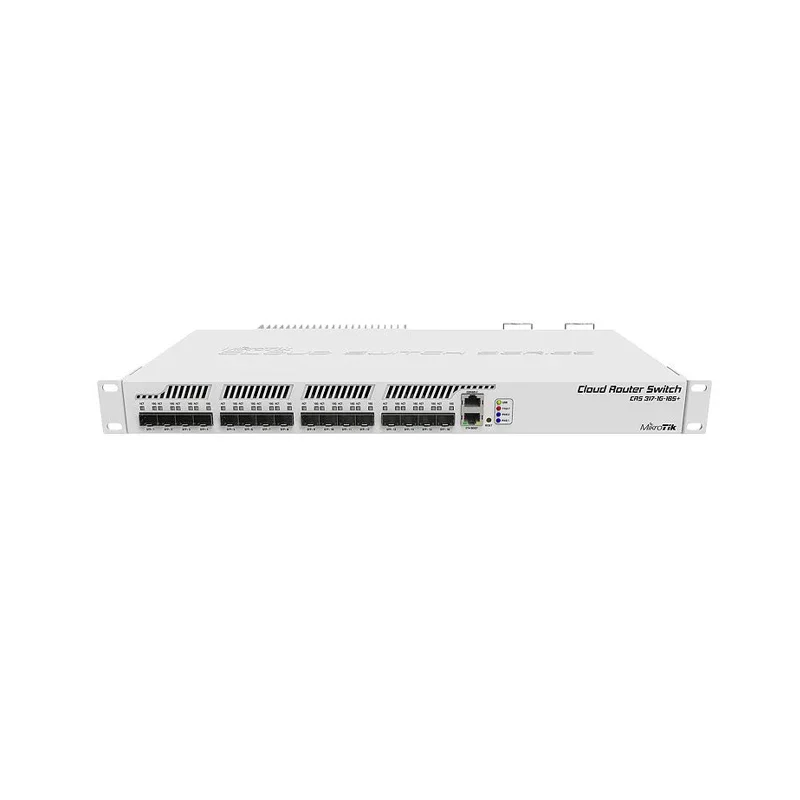 

MikroTik CRS317-1G-16S+RM Cloud Router Smart Switch 1 x Gigabit LAN, 16 x SFP+ Cages, Dual Core 800MHz CPU, 1GB RAM 1U Rackmount