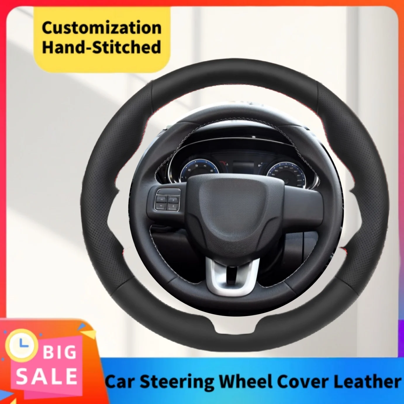 

DIY Custom High-quality Genuine Leather Steering Wheel Cover For FIAT 500 Ducato Panda Grande Punto Tipo Abarth Pulse Strada 600