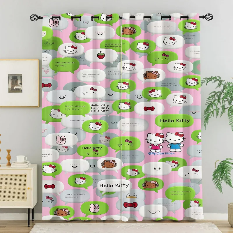 

2 шт. затемняющих штор Hello Kitty, милые мультяшные занавески для детской комнаты, спальни, гостиной, домашнего декора