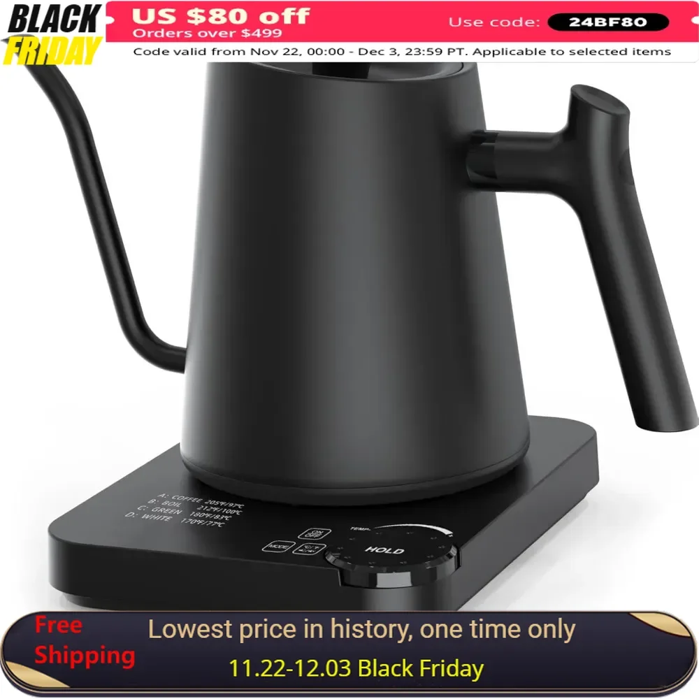 

Electric Kettle, 4 Variable Presets, ±1℉ Temperature Control & LED Real-time Temperature Display, 24H Keep Warm, Water Kettles