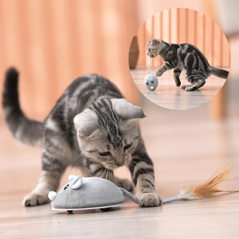 

Smart Sensing Mouse Cat Toys Interactive Electric Stuffed Toy Cat Teaser Self-Playing USB Charging Kitten Mice Toys for Cats Pet