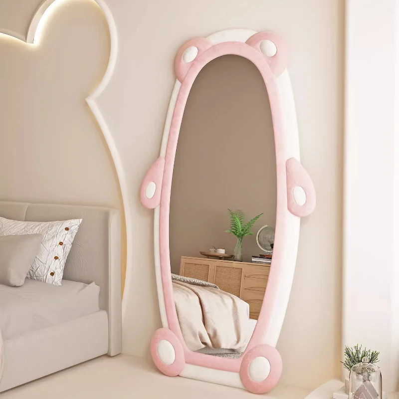 

Luxury Kawaii Aesthetic Wall Mirrors Vanity Pink Cute Floor Irregular Mirror Creative Abstract Cool Miroir Mural Room Decoration