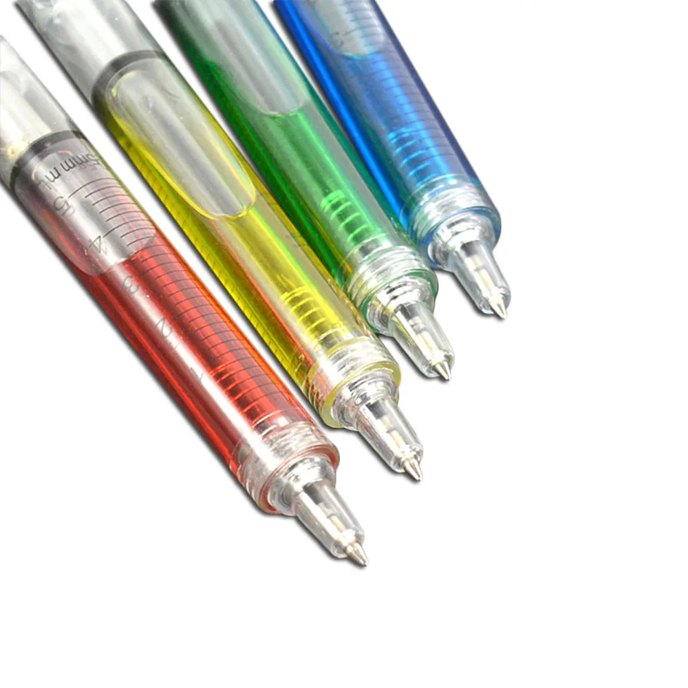 4PCS Ballpoint Ball Point Syringe Needle Tube Shape Pen Multicolor Black Ink