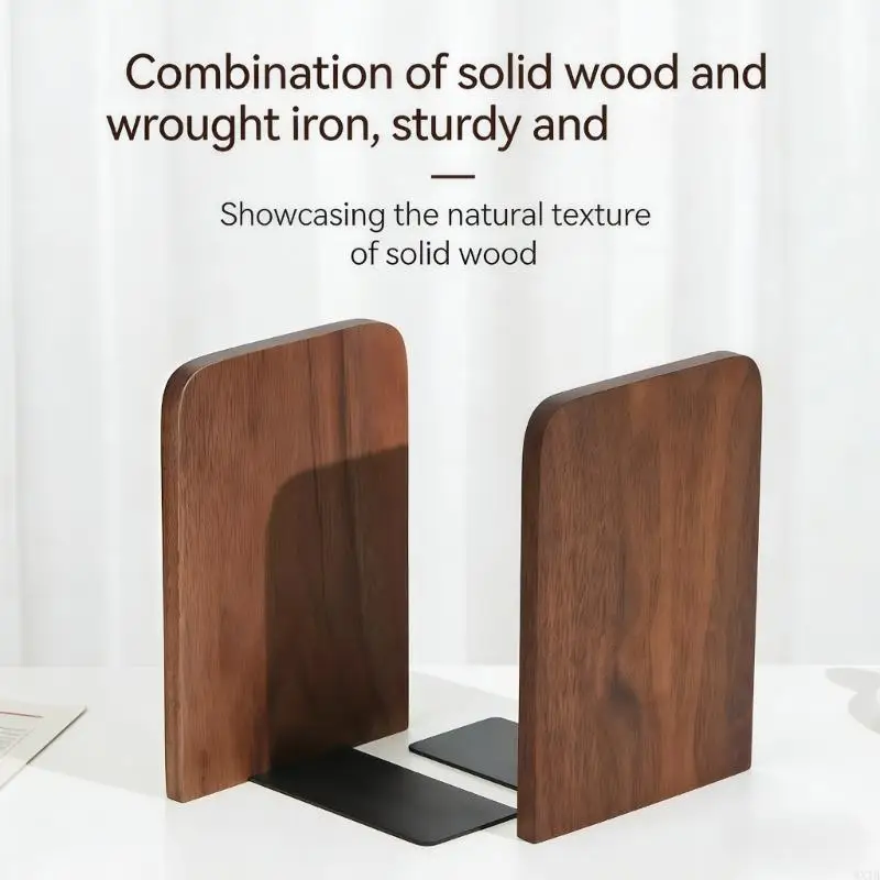 Wooden Books Stand, Elegant Design Bookends Bookshelfs Books Holders Table Picture Album Holders for Displaying Books 