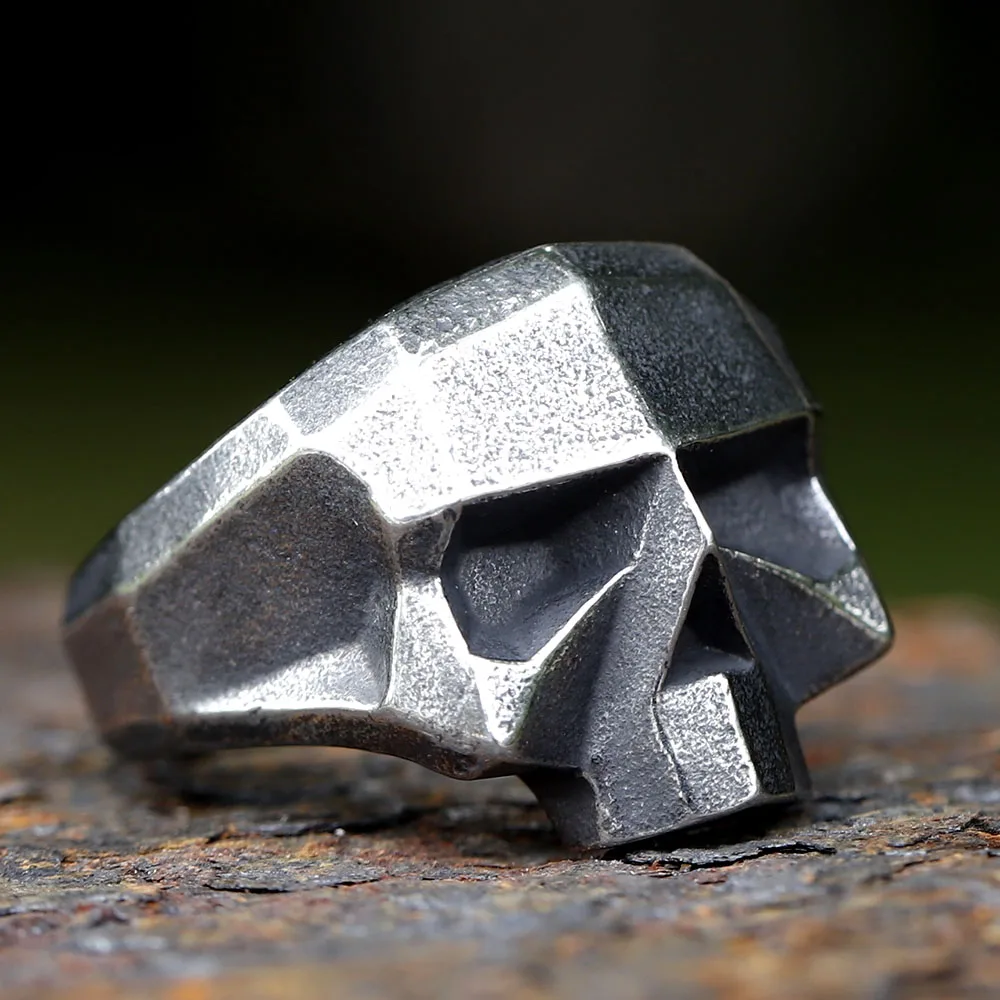 2024 New Punk Rock 316L Stainless Steel Vintage Skull Ring For Men Jewelry For Teens Factory Boyfriend Gift