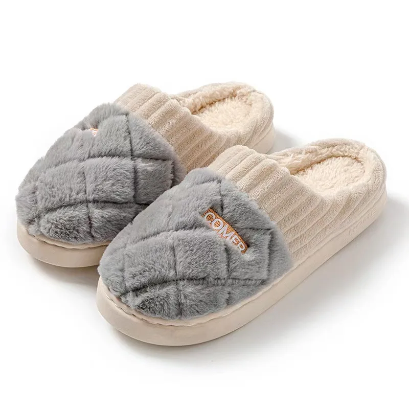 Women's Casual Home Slippers Soft Bottom Plush Slippers Anti-slip Thermal Slippers Indoor Winter Men's Fashion Casual Flats Slip