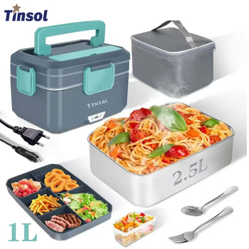 TINSOL Neue 2-in-1 90 W 3,5 l elektrische Lunchbox, tragbare Lebensmittelheizung, geeignet für Auto oder Zuhause, auslaufsichere Mittagessenheizung, Mikrowelle