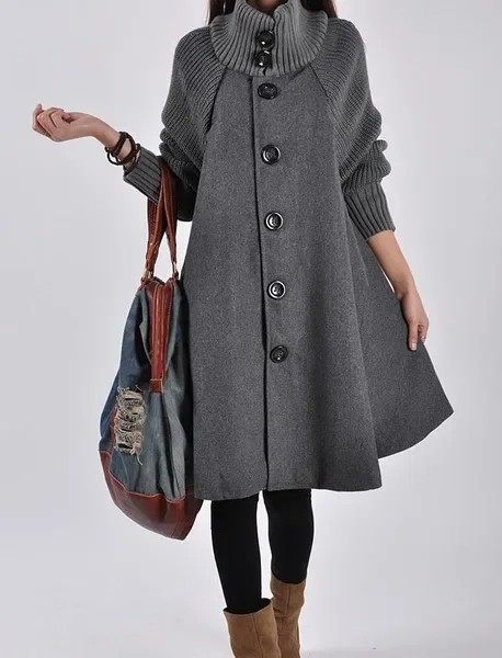 

Korean Version of Large Size Women Winter Coat Long Loose Woolen Coat Cloak Wool Trench Coat Plus Size 2025 New