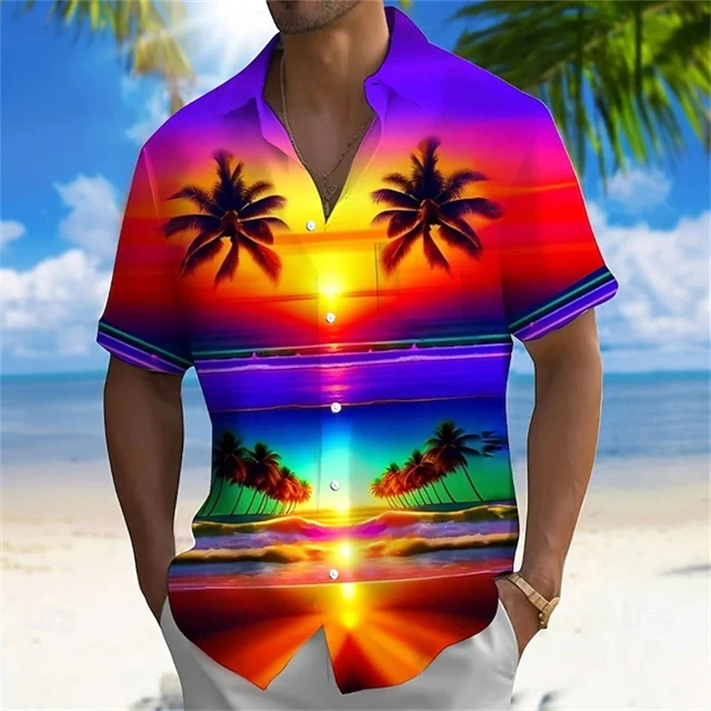 Hawaiian Shirt for Men Women Fashion Casual tropical Sea pattern Shirts Short Sleeve Button Blouse Festive Holiday Tops 2026 new