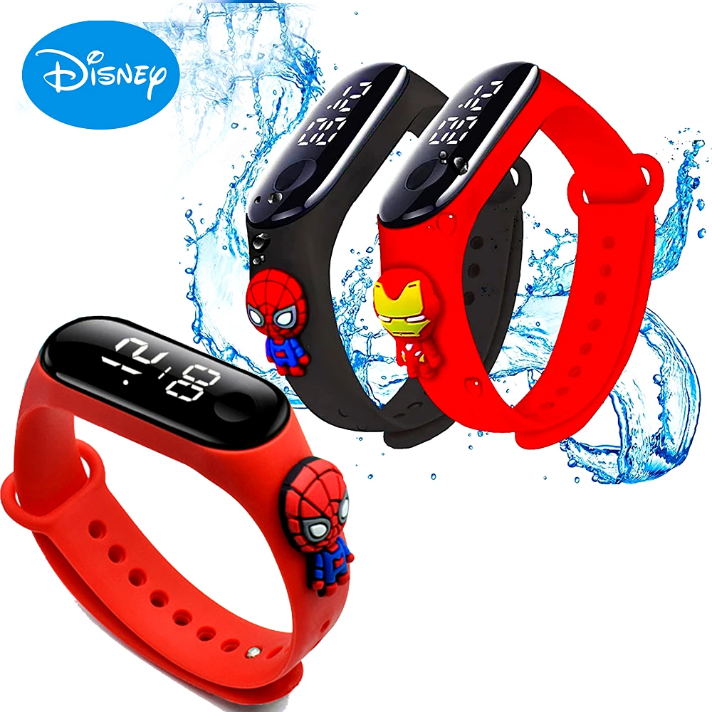 Disney infantil impermeável esportes relógio inteligente, pulseira de silicone, eletrônico, digital, ao ar livre, crianças