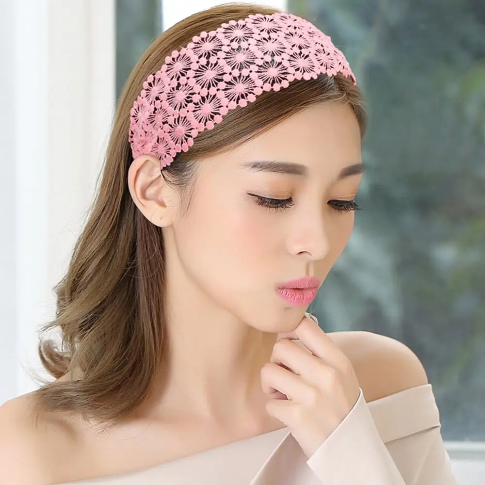 Design Resin with Toothed Cloth Face Wash Wide Side Hairband Korean Style Hair Wear Women Hair Accessories Lace Headband