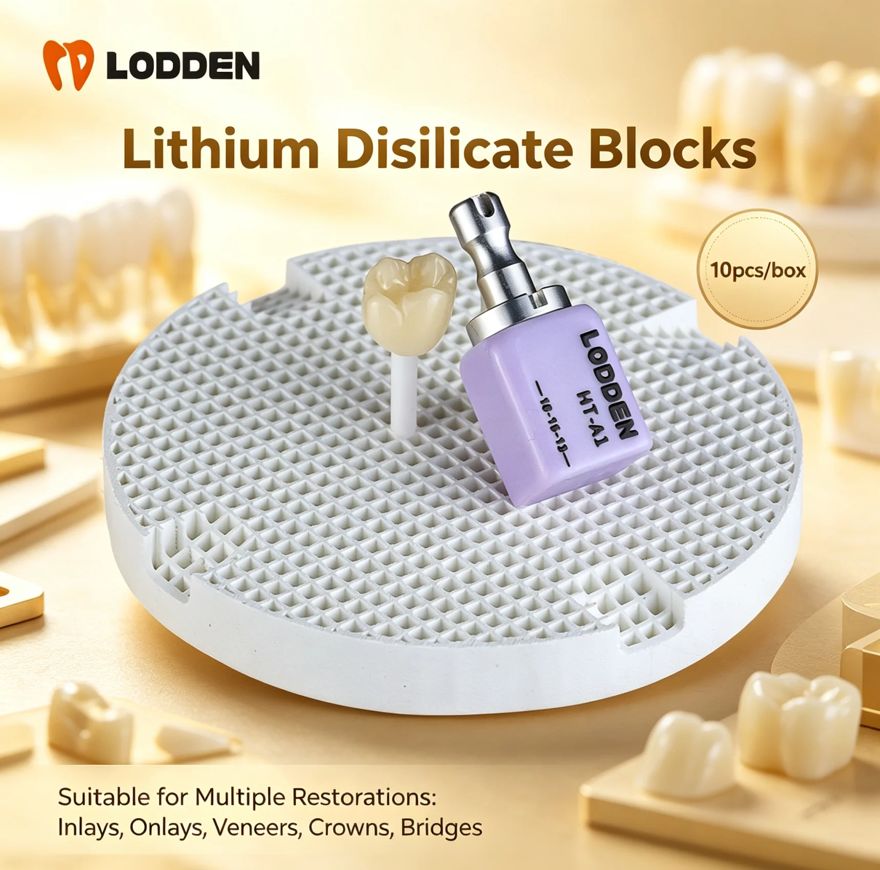 Стоматологические блоки из дисиликата лития Lodden, 10 шт., C14, для CAD/CAM систем Sirona Cerec, HT/LT/MT, для зуботехнических лабораторий, материалы для виниров
