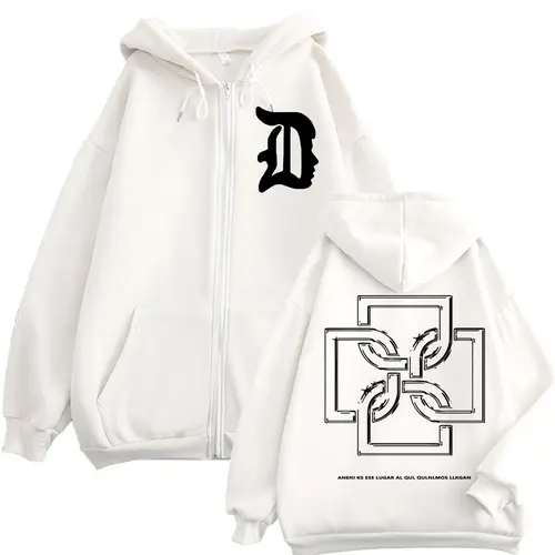 Imagen 2 del producto Sudadera con capucha con cremallera gráfica del rapero Duki para hombre y mujer, sudadera Vintage de Hip Hop con cremallera, jerséis de gran tamaño para Otoño e Invierno