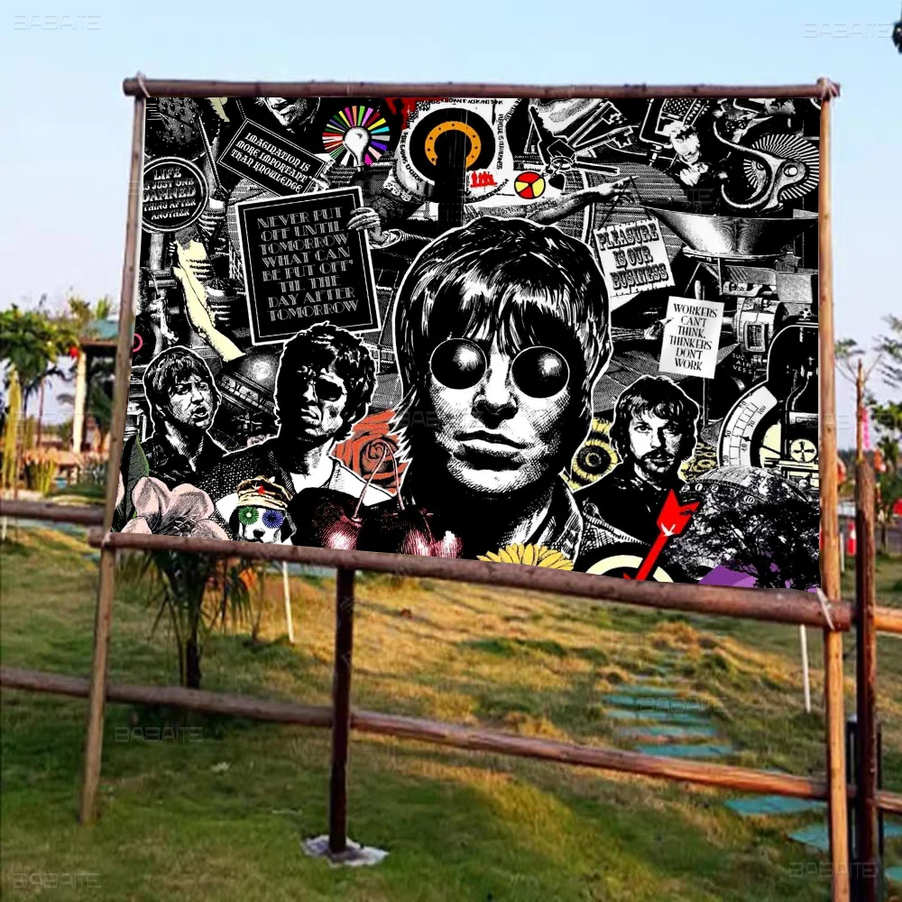 Rock O-Oasis Band Knebworth 1996 Creative Pattern Hanging Flag Polyester Printed Banner Hand Pulled Flag