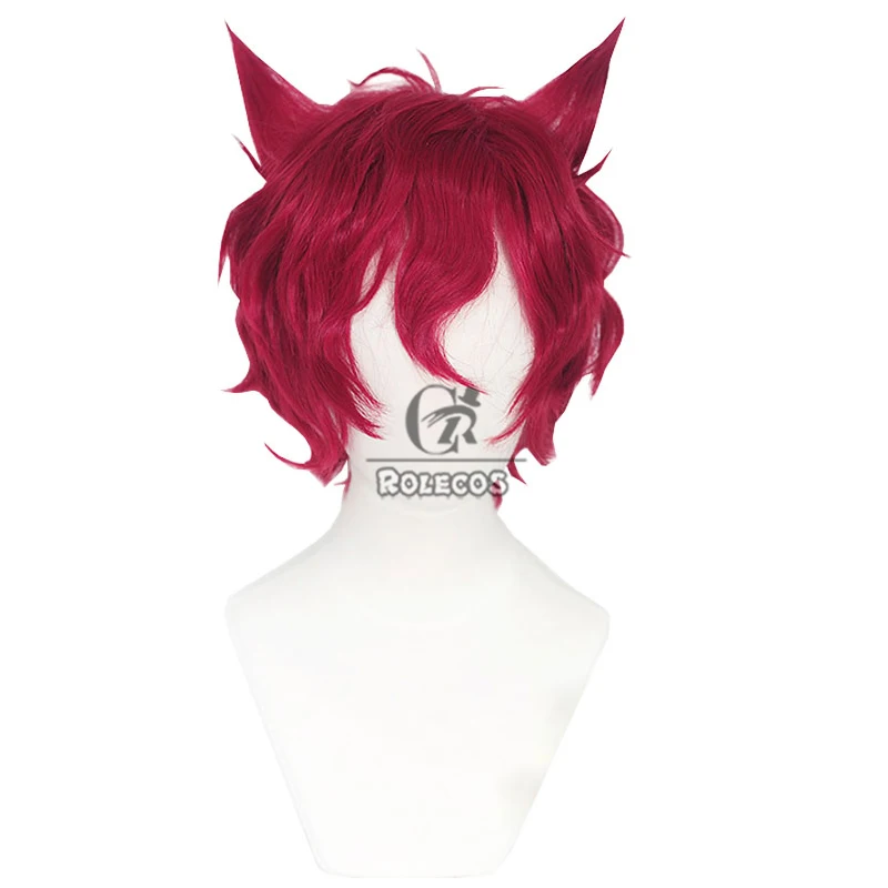 ROLECOS Sett Cosplay Wigs Game LOL Heartsteel Sett 30cm Short Curly Wine Red Men Wig Heat Resistant Synthetic Hair