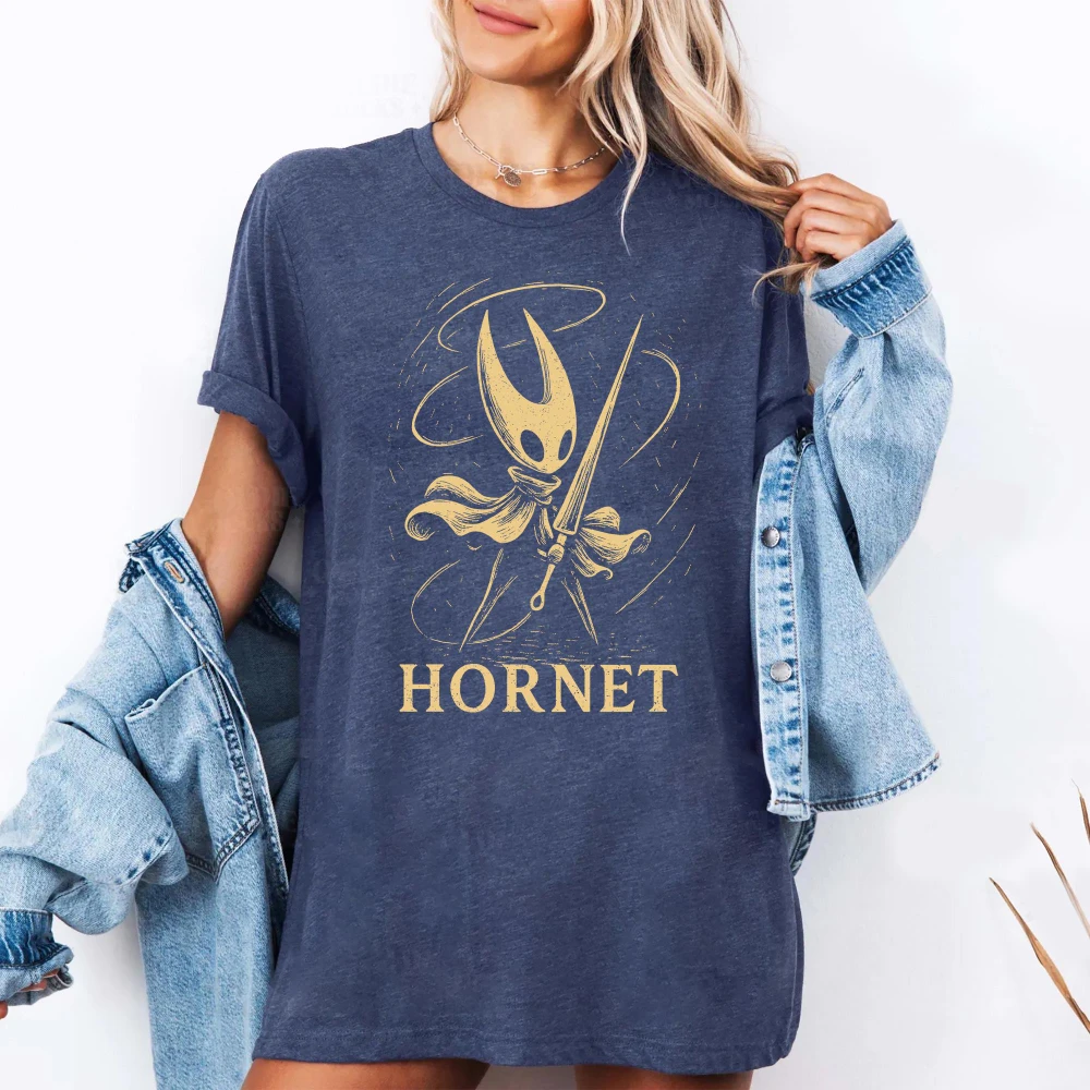 Vintage Hollow Knight Silksong T Shirt Gothic Dark Fantasy Gaming Tee Women T‑shirt Unisex All-Season T Shirt