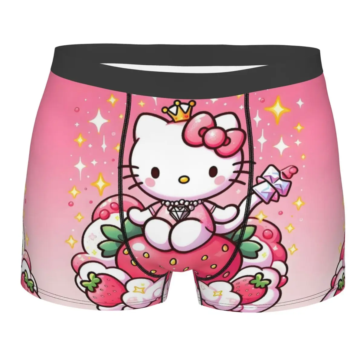 

Custom Male Fashion Kawaii Hello Kitty Anime Underwear Japan Cartoon Boxer Briefs Soft Shorts Panties Underpants