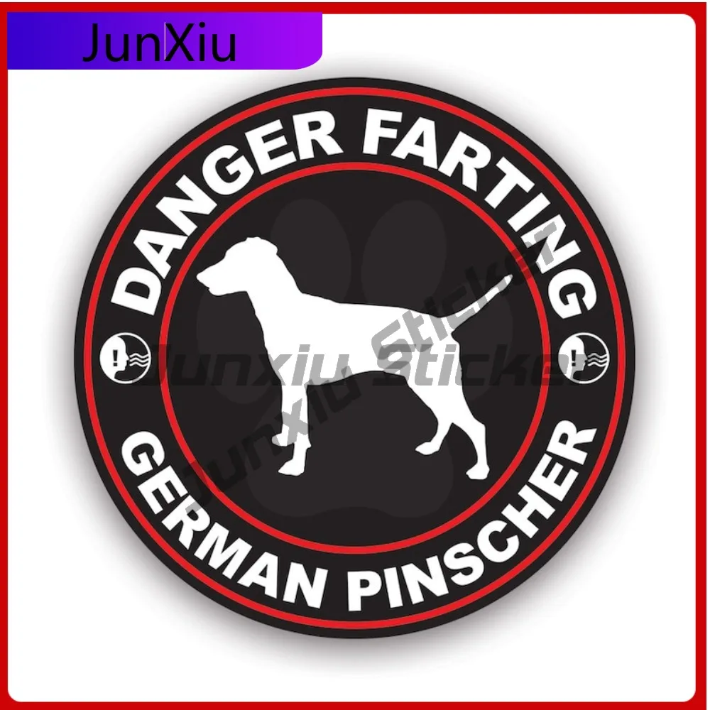 

Danger Farting German Pinscher Sticker Creative Decals Uv Protected Dog Canine Pet Gas Fart Farts Flatulence Standard Auto Decor
