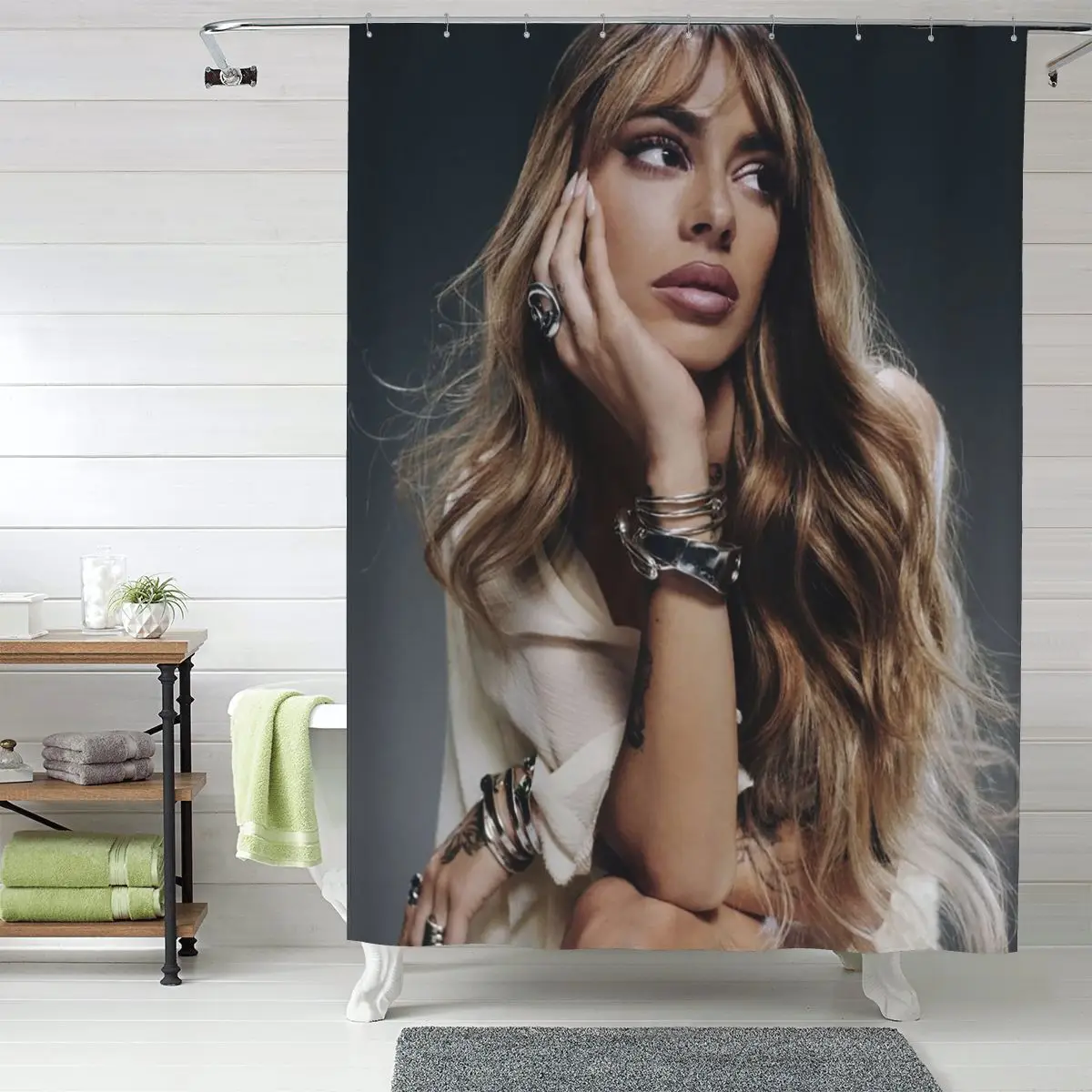 

Tini Stoessel Tour Shower Curtain Bathroom Polyester Waterproof Bath Curtains with Hooks