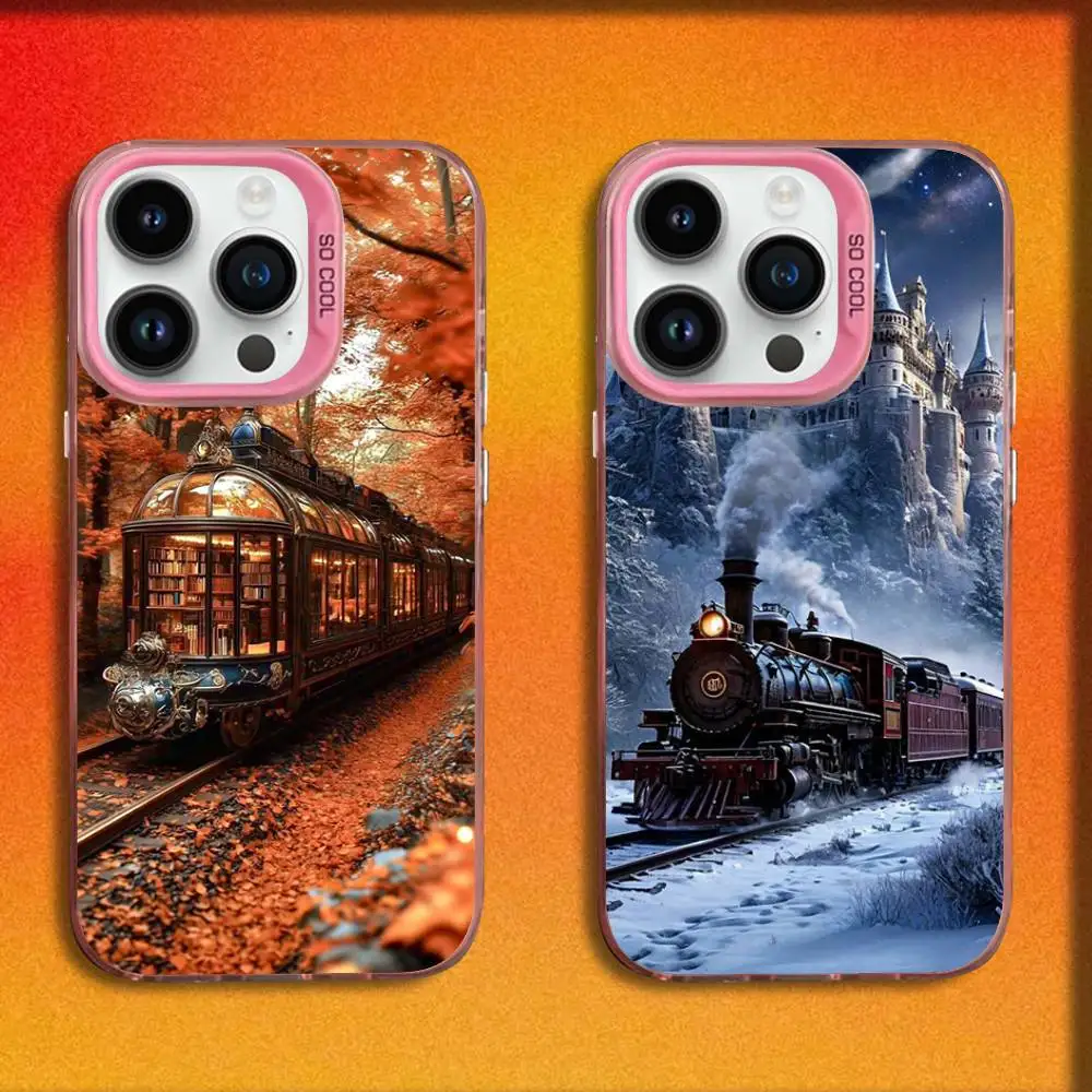 

Train Express Phone Case For iPhone 17,16,15,14,13,12,11,Pro,Max,Plus,E,SE4,Air,Mini Pink IMD Box